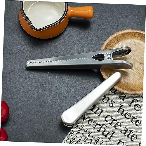 STOBOK 10pcs Stainless Steel Alligator Clip Food Storage Bag Clip Potato Chip Bag Clips Hairdresser Clips Household Food Bag Clamps Bag Sealers Clip Metal Duckbill Multipurpose