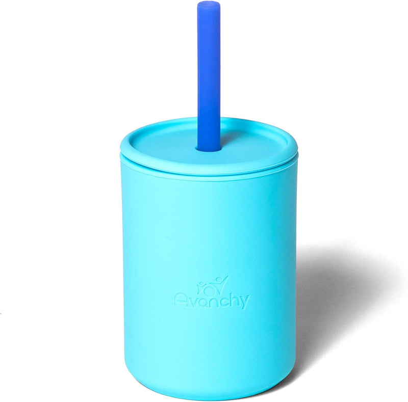 Avanchy Silicone Training Sippy Cup with Straw Lid – Tiny Cup for Babies 6+ Months to Toddlers 1 Year Old – 5 oz Infant Water Cup for Baby Led Weaning, Pink