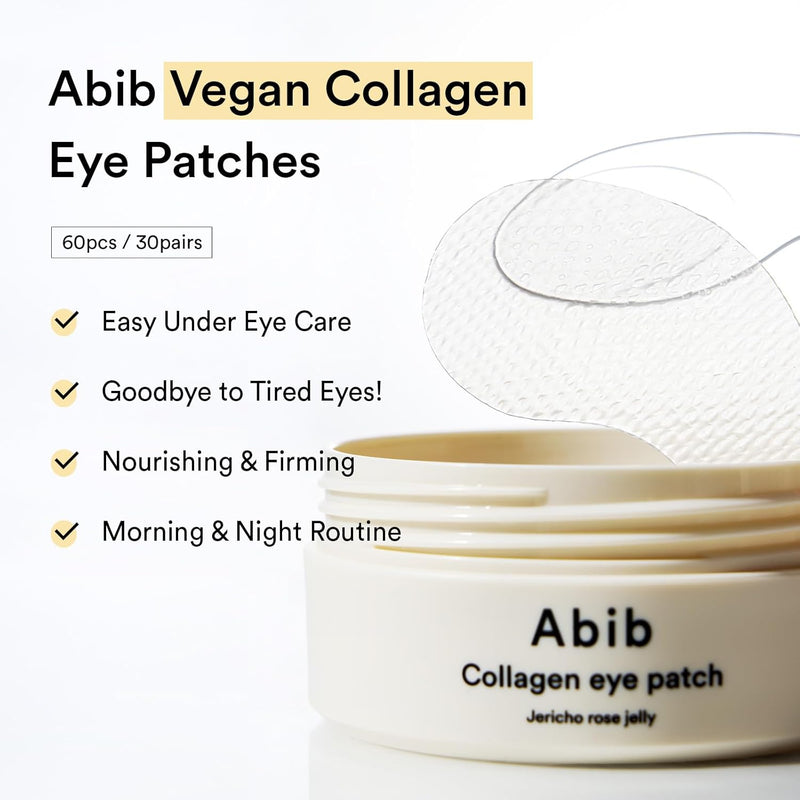 Abib Collagen Eye Patch Jericho Rose Jelly 60 Patches, Korean Under Eye Patches for Puffy Eyes and Dark Circles, Anti-Wrinkle, Collagen, Caffeine, Niacinamide, Ceramide, Antioxidant, Skin Care
