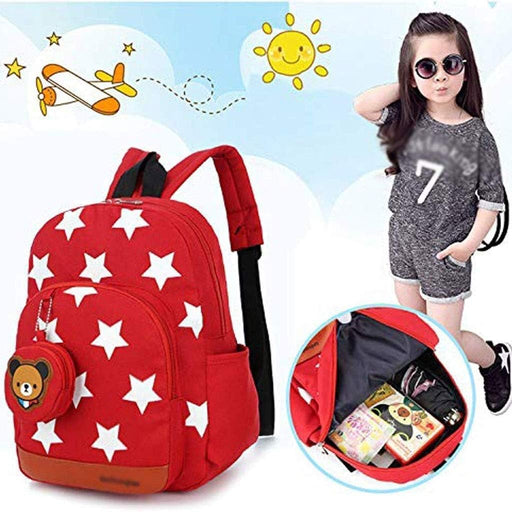 Children's Backpack, School Bags for Children, Toddler, Boys, Girls, Backpack, Nursery, Preschool Shoulder Bag, Cute Star Bear for 3-7 Years Old(Red/White)