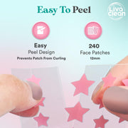 LivaClean Star Pimple Patches for Face w/Hydrocolloid, Salicylic Acid & Tea Tree, 240 Patches, Hydrocolloid Acne Patch, Cute Star Pimple Patch for Healing Stickers Zit Superstar