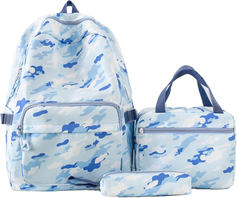 Kids Cute Backpack Set for School, 5PCS Kwaii School Bag Large-capacity, Girls Boys Back to School Book Bag Backpack for Teen - G/blue