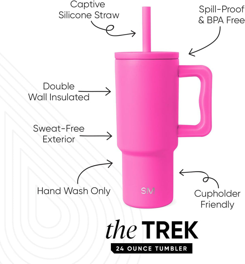 Simple Modern Kids 24 oz Tumbler with Handle and Silicone Straw Lid | Spill Proof and Leak Resistant | Reusable Stainless Steel Bottle | Gift for Kids Boys Girls | Trek Collection | Asteroid