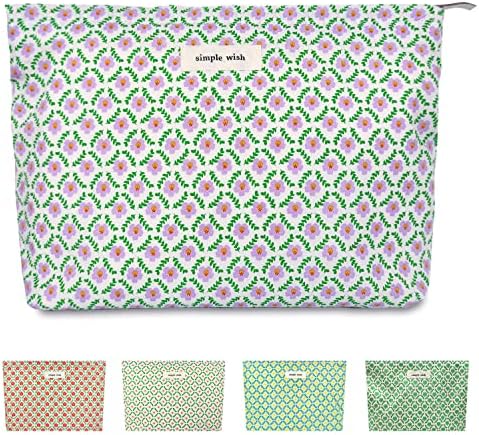 STARDW Flower Cosmetic Bags Makeup Bags for Women and Girls,Travel Makeup Bag Large Capacity Canvas Makeup Bag,Makeup Organizer Bag Zipper Pouch, Embossed pink, Large Capacity Aesthetic Makeup Bags