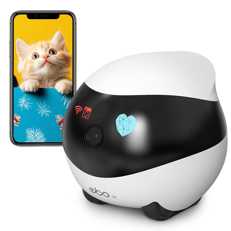 Enabot EBO SE Pet Robotic Camera with Wheels, 1080P Indoor Surveillance Camera, Auto Cruise, Two-Way Audio and Night Vision
