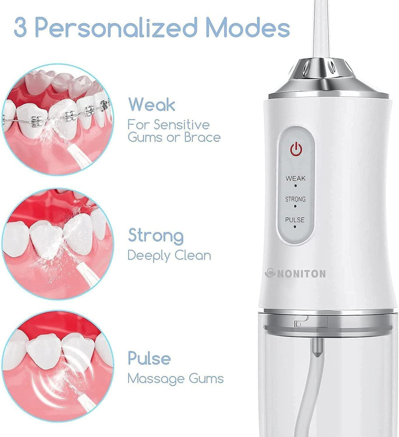 Cordless Water Flosser, 3 Modes Dental Oral Irrigator, IPX7 Waterproof, Pink