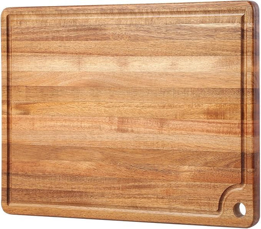Reversible Acacia Wood Cutting & Chopping Board For Kitchen For Meat, Vegetables, Fruits, Bread, Serving Platter For Gourmet Cheese & Charcuterie For Dining Room, 10 x 8 Inch, Rustic Brown