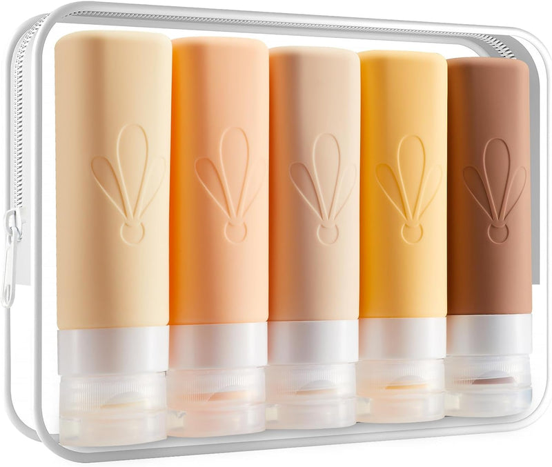 INSFIT Travel Bottles for Toiletries, TSA Approved 90ml Travel Size Containers, BPA Free Leak Proof Squeezable Silicone Tubes for Shampoo Conditioner Lotion Soap with Labels