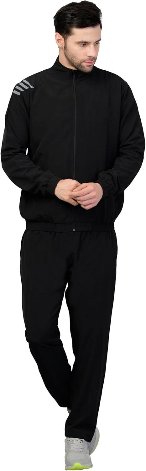 Men's Regular Fit Dry-Fit Lined Track Suit - BLACK