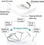 SKY-TOUCH SKY TOUCH 20 Pieces Each Pack Heavy Duty Adhesive Wall Hooks, Waterproof and Oil Proof Ideal for Kitchen and Bathroom, Transparent