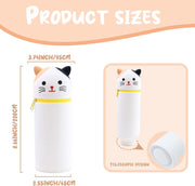 Bukela Kawaii Pencil Case 2-in-1 Silicone Pen Holder Soft Silicone Bag Dot Cat Design Pencil Case for Pencils Pen Storage for Girls and Boys Foldable and Waterproof White Dot Cats