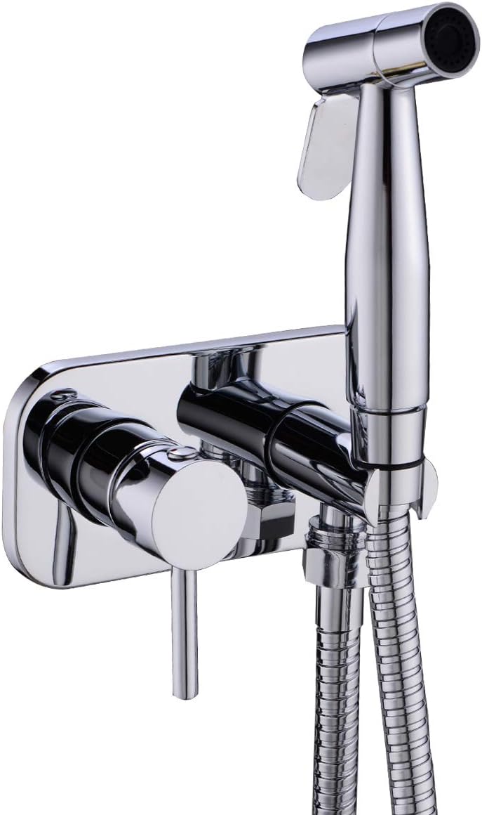 TRUSTMI Toilet Concealed Hot and Cold Bidet Spray Set, Brass Hand Held Warm Water Sprayer Shattaf,Chrome