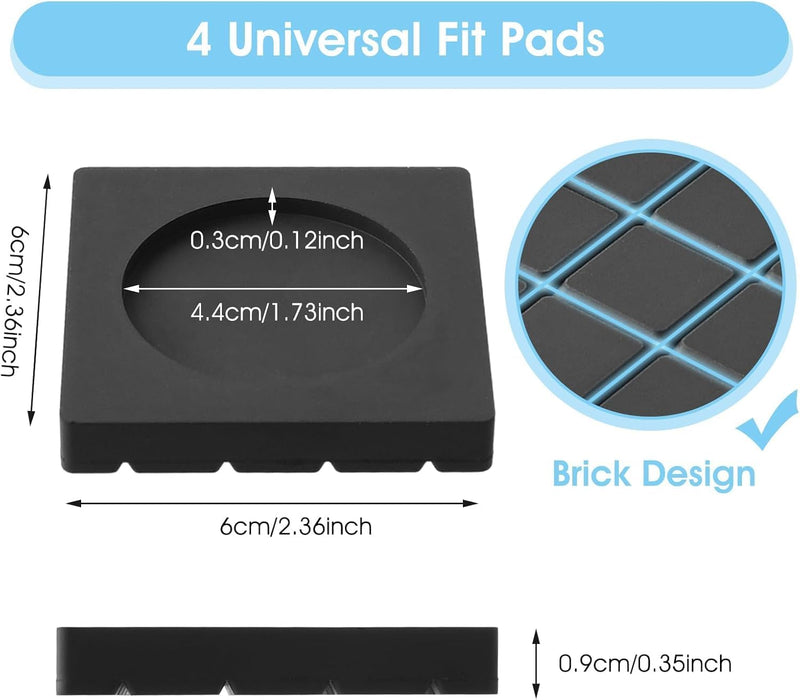 Anti-Vibration Pads, 4 Pcs Shock Absorption Washer Dryer Pedestals Base Foot Pads Universal Anti Slip Rubber Mat for Stops Noise & Moving