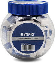 Maxi Classic Dust Free Eraser Medium Pack of 25 pc Jar For erasing performance for School, Office and Home