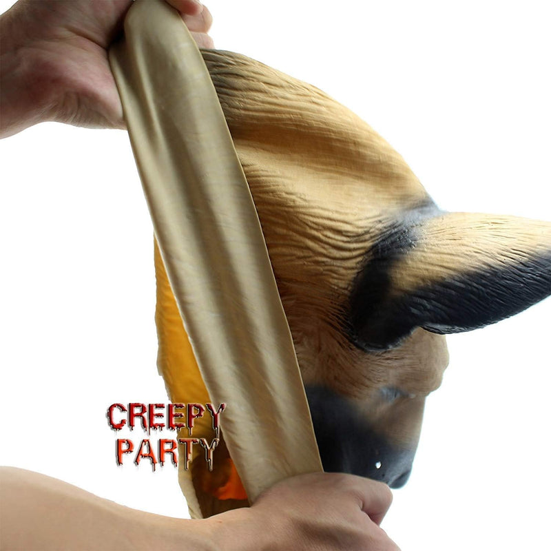 CreepyParty Novelty Halloween Party Latex Animal Dog Head Mask Sounding German Shepherd (Silent)