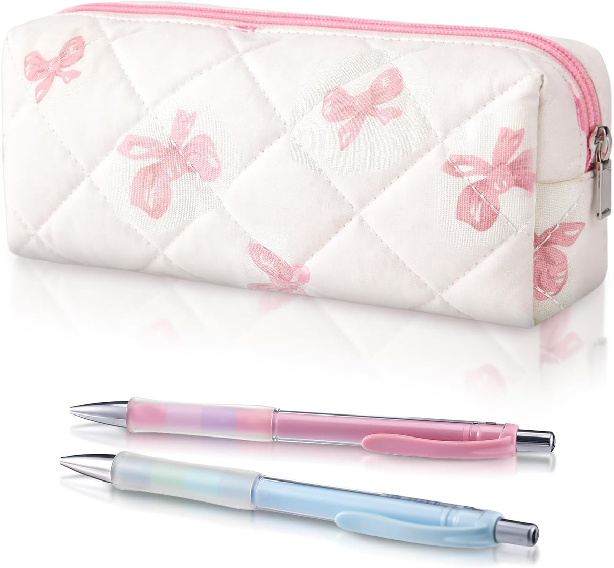 Sherr Coquette Bow Pencil Case Pink Bow Cute Pencil Pouch Soft Cotton Storage Bag Aesthetic Pattern Gift Makeup Pouch Cosmetic Travel Bag for Women – image 3