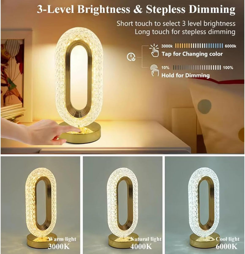 Modern Table Lamp, 3 Color LED Night Light for Bedroom, Rechargeable Minimalist Small Nightlight for Living Room, Bedside, Bar & Dining Room, Festive Mood Ambient Lighting