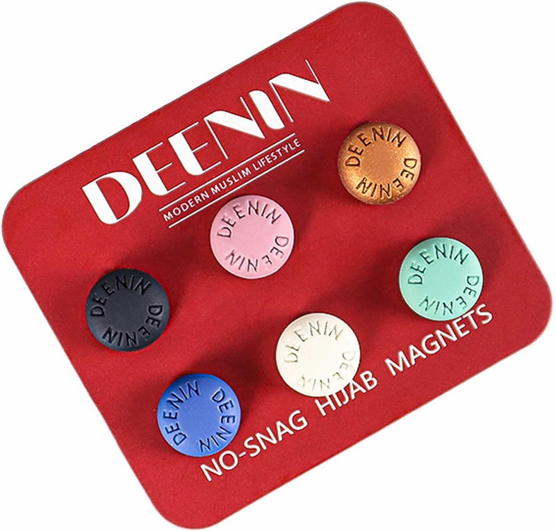 DEENIN No-Snag Premium Hijab Magnets, Multi-Use, Strong, and Chic | Hijab Magnets, Refrigerator Magnets, Clothing Magnets (Pack of 6), Metal, no gemstone