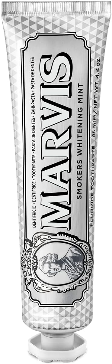 Marvis Smokers Whitening Toothpaste, Mint, 85ml, Promotes the Natural Whitening of the Teeth, Plaque Removal Toothpaste, Long-Lasting Freshness