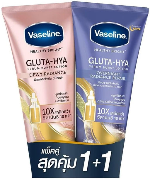 Gluta-Hya Dewy Radiance and Overnight Radiance Repair Serum Burst Body Lotion, 300ml, Pack of 2