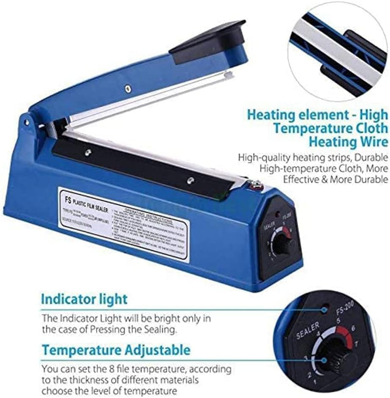Showay Electric Manual Hand Impulse Heat Sealer Sealing Packaging Machine For Plastic Packet Pouch Bag Polybag Packing Kitchen Seal Package Poly (12"/30cm)
