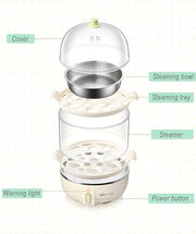 Bear Double Layer Electric Egg Steamer Boiler - 14 Egg Capacity Multifunction Breakfast Baby Food Steamer, Eggs And Vegetables Steamer -1 year warranty
