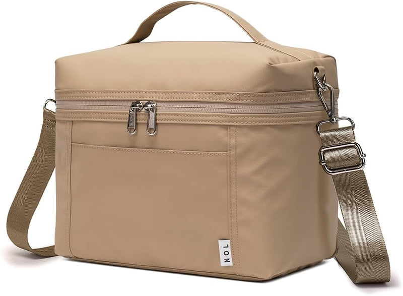 Insulated Lunch Bags for Women Cooler Bag Lightweight Nylon Waterproof Lunch Box For Work - Small Khaki