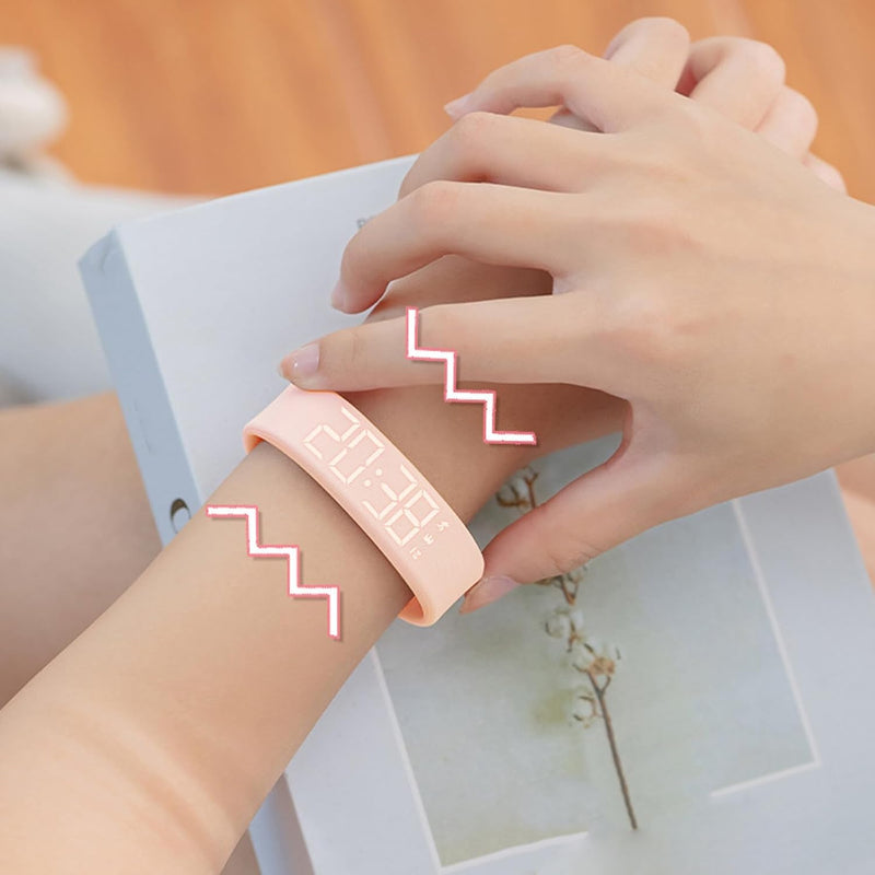 Alarm Clock Watch Bracelet, New Silent Vibration Wake-Up Wristband Vibration Alarm Reminder Watch, Quiet Vibrations Alarm Clock Bracelet Portable Alarm Clocks with Adjustable Strap Black