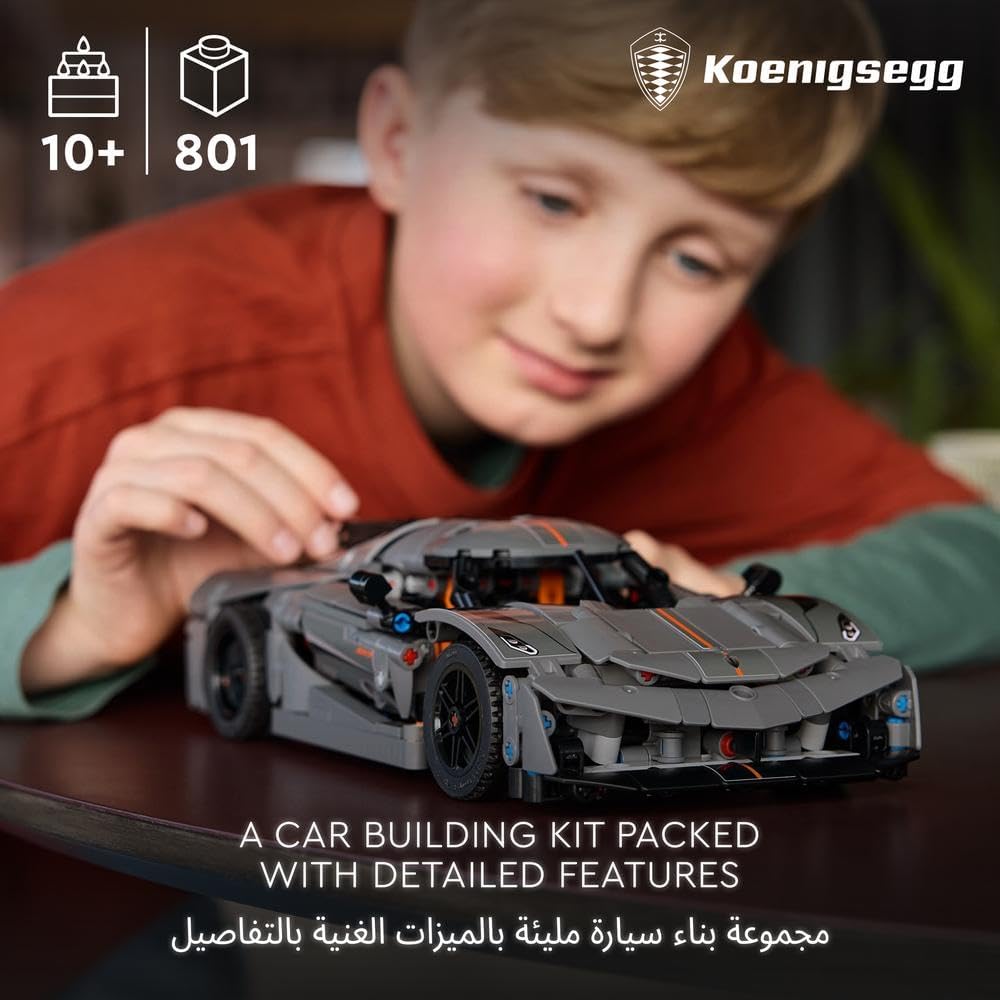 Technic Koenigsegg Jesko Absolut Grey Hypercar, Race Car Building Toy Set for Boys, Girls & Kids Aged 10 Plus, Buildable Vehicle Model Kit, Introduction to Engineering, Birthday Gift Idea 42173