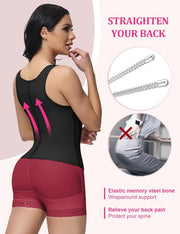 Waist Trainer for Women, Tummy Control Vest for Weight Loss, Corset Shapewear with Adjustable Shoulder Strap, Black, M