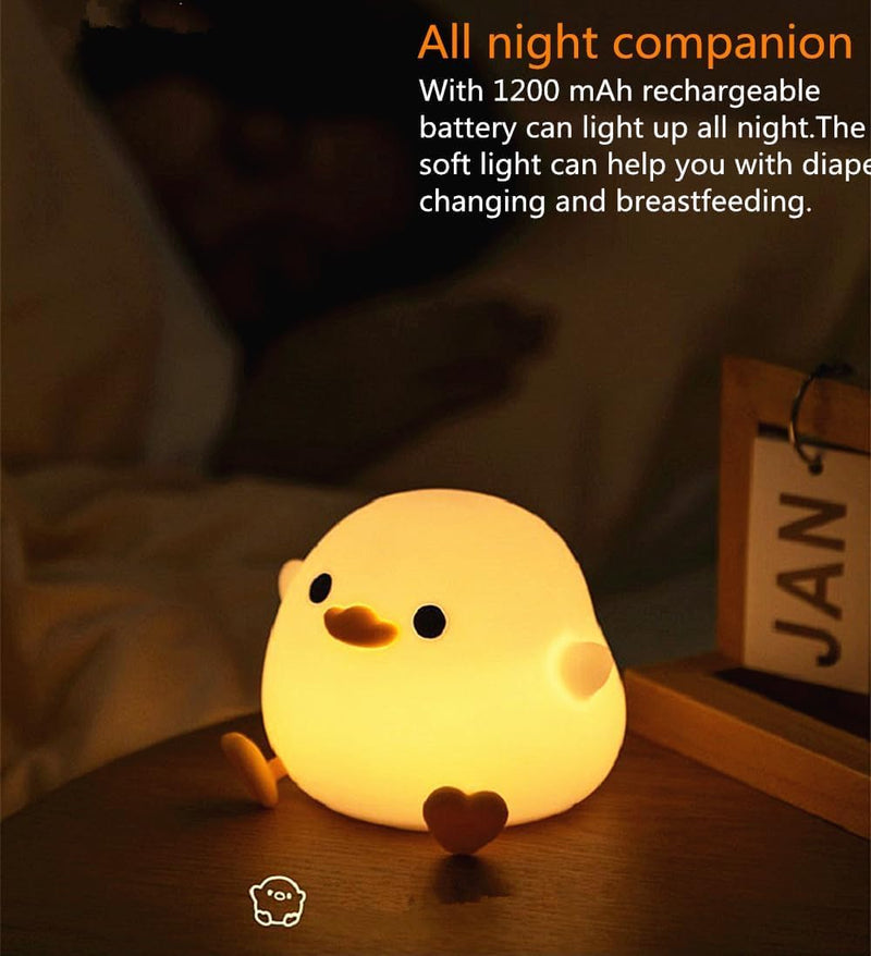 HAWAII Duck Night Light for Kids,Soft Silicone Cute Night Lamp for Kids Room,Touch Control Dimming,USB Rechargeable Portable Night Light,Gifts for Boys & Girls