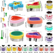 FineGood 32 Pcs Sandwich Cutter Set, Sandwich Cutter and Sealer Cookie Cutters Vegetable Fruit Cutters Shapes for Kids with Food Picks Brush