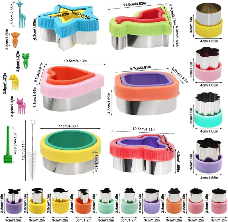 FineGood 32 Pcs Sandwich Cutter Set, Sandwich Cutter and Sealer Cookie Cutters Vegetable Fruit Cutters Shapes for Kids with Food Picks Brush