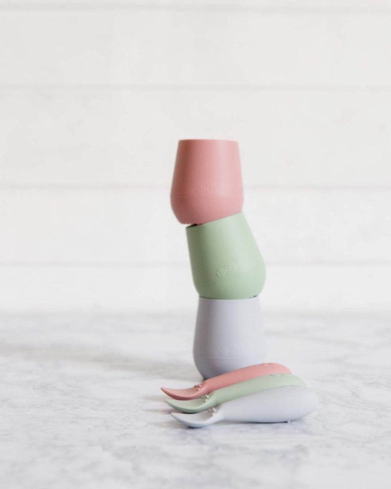 ez pz Ezpz Tiny Cup (Sage) - 100% Silicone Training Cup For Infants - Designed By A Pediatric Feeding Specialist - 4 Months+, EUtss001, Infants Training Cup