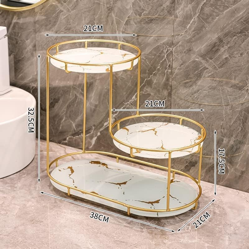 NILYNN Makeup Organizer Shelf, 3 Tier Cosmetic Storage Basket with Removable Tray, Vanity Organizer Rack Bathroom Organizer Cosmetic Storage Shelf for Dresser and Countertop (White)