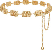 Trendy Metal Waist Chain Belt for Women, Adjustable Body Link Chain Belt, Chic Fashion Accessory for Jeans, Dresses, Casual, Party Outfits, 105CM, Gold