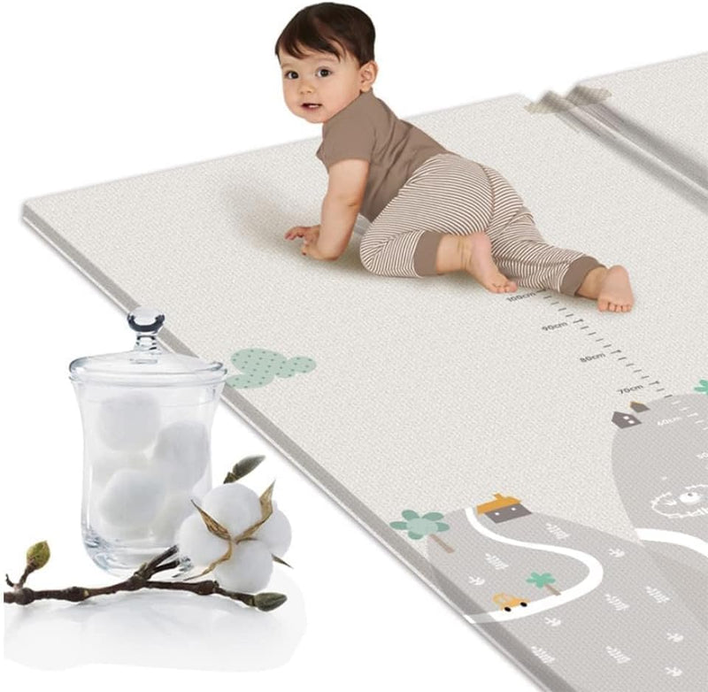 Beauenty Baby Play Mat, 200 * 180 * 1CM Waterproof Non-Slip Large Reversible Playmat Crawling Mat, Extra Thick Soft Baby Playmats for Playing or Camping Mat Bedroom Living Room Plush Carpet Area (B)