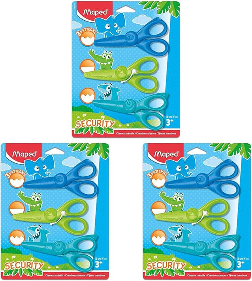 Maped Kidicraft Childrens Safety Craft Scissors (Pack Of 3) Zig Zag, Curves & Straight Cut - 3 count (Pack of 3)