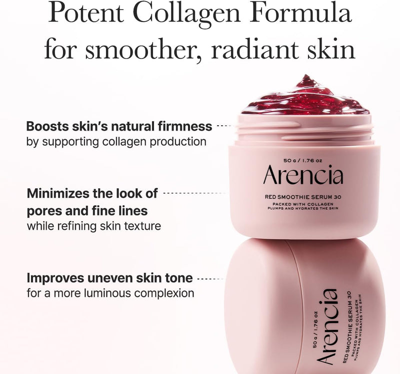 Overnight Red Smoothie Face Mask Serum, Glowing & Soothing with 30% red collagen, Niacinamide, Peptide, Vitamin E