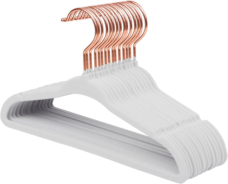 ManGotree Baby Velvet Hangers with Rose Gold Hook, Infant and Toddler Hangers, 27.8cm No-Slip Children Hangers, Ultra Thin Space Saving, Sturdy Kids Clothes Hangers 15 Pack(Blue)
