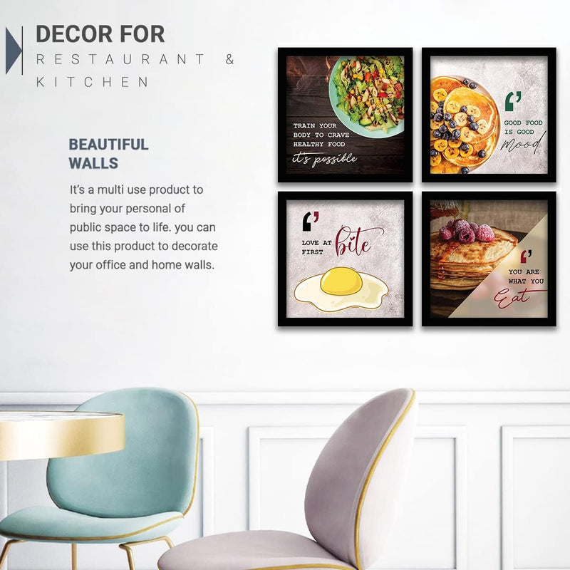 kotart Engineered Wood Photo Frames For Kitchen And Restaurant Wall Decoration - Food Quotes Decor Poster With Frame (11 Inch X 11 Inch, Multi) Design-2, Square)