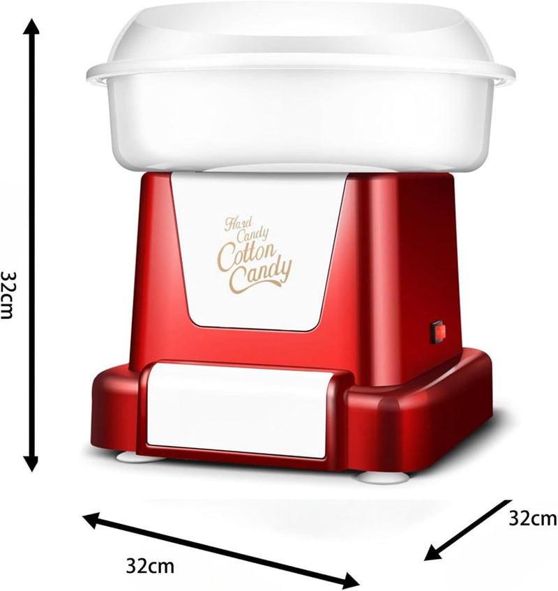 Jaffiust Cotton Candy Machine Premium Candy Floss Maker 500W, Carnival Style 32cm x32cm Red - Red