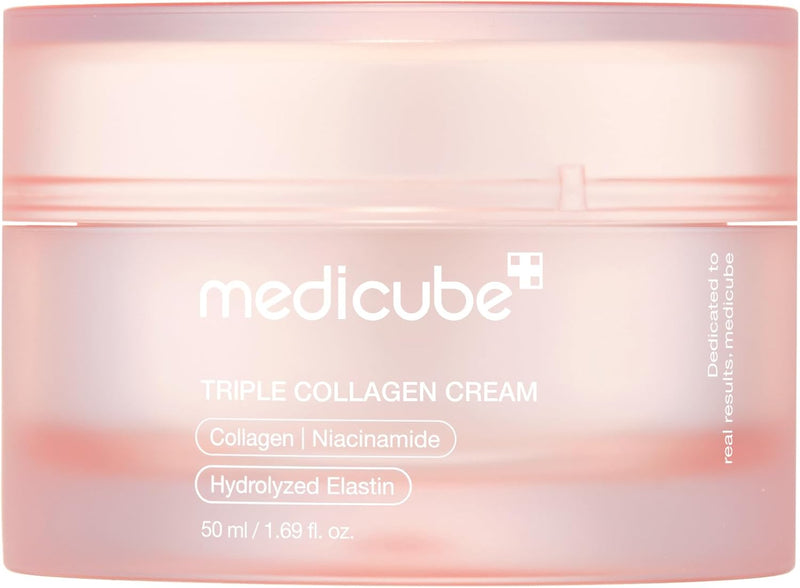 Triple Collagen Cream 50 ml Korean Moisturizing Face Cream Daily Firming & Conditioning Care for Smooth, PlumpLooking Skin - White