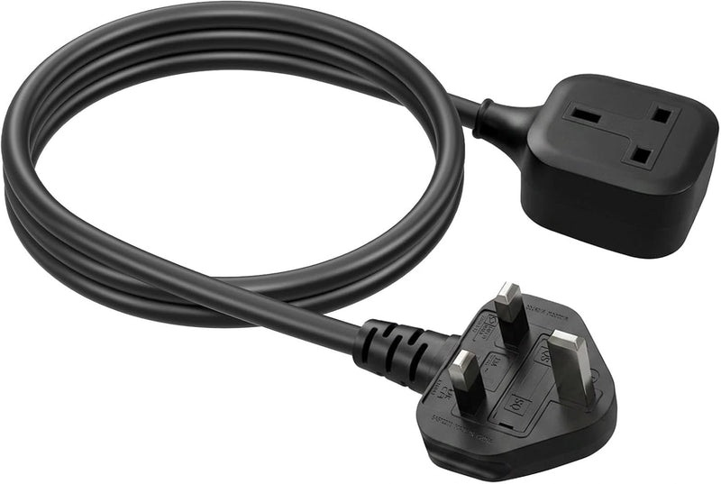 EP 1M 13A Heavy Duty Extension Lead 3 Socket Fireproof Power Strip with Surge Protection Indoor Extension Cable for Home, Office Black - 3M
