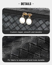 EACHY Travel Makeup Bag,Large Capacity Cosmetic Bags for Women,Waterproof Portable Pouch Open Flat Toiletry Bag Make up Organizer with Divider and Handle