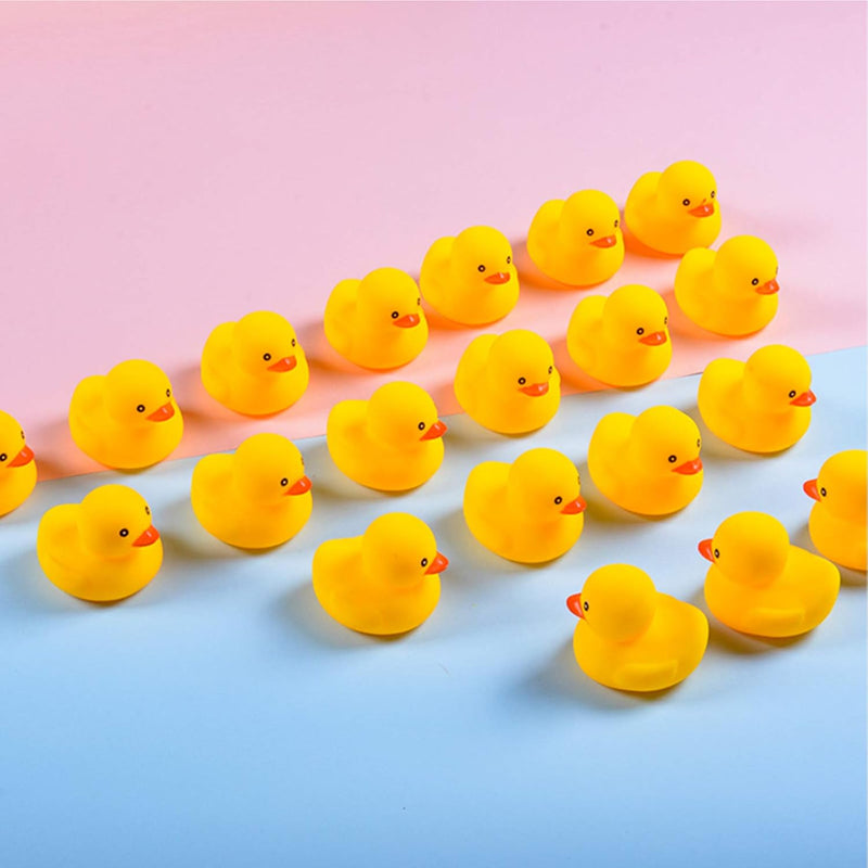 WAMSOLE 50PCS Super Mini Rubber Duck Bath Duck Toys for Toddlers Boys Girls,Squeak and Float Rubber Ducks in Bulk Baby Shower Duck Decorations Party Favors (1.6'')