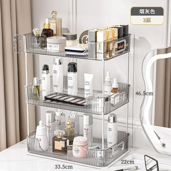 Generic Makeup Organizer Bathroom Organizer Shelf Acrylic Makeup Storage Rack Large Capacity Skincare Cosmetic Liptick Home Kitchen Desktop Holder(3 layer Grey)