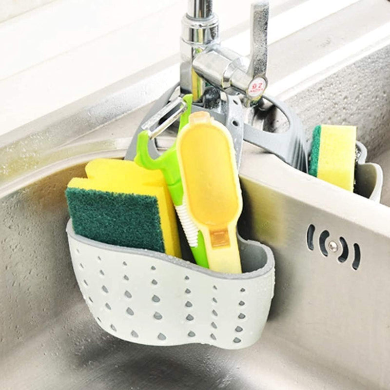 SKY-TOUCH Sink Caddy Sponge Holder, Kitchen Sink Storage Basket Hanging Bag Basket Organizer for Sponges Soaps and Cleaning Brushes Sink Accessories