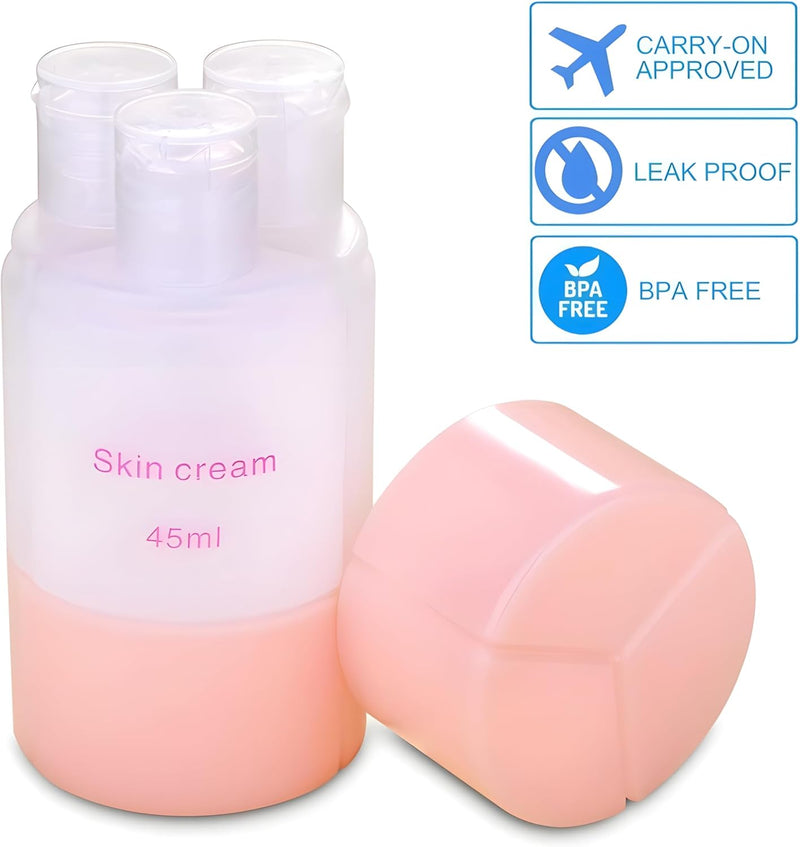 JIALTO 60 ML Refillable Shampoo Cream Lotion Storage Plastic Container Bottle, 3 in 1, Essential Travel Accessories for Women & Men, Convenient Cosmetic Organizer (3 Compartment 60 ML, Pink)