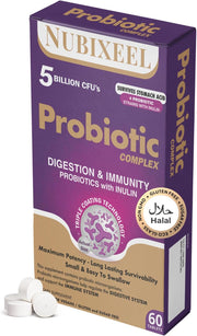 Premium Probiotic 5 Billion CFU Tablets with Prebiotics & Lactobacillus Digestive, Immune & Skin Health Support for Women & Men Gluten-Free Sugar-Free Halal Certified Gut Health